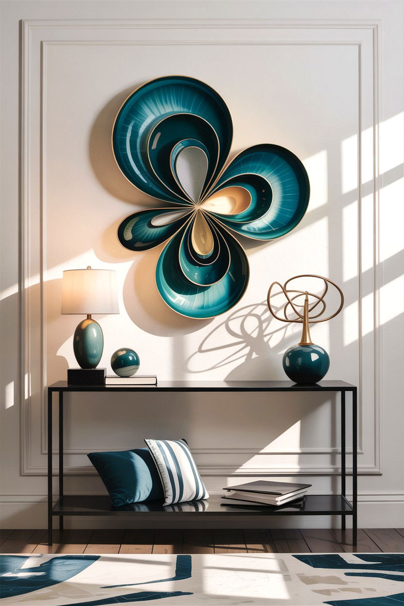Abstract Teal Wall Decor - 30 scandinavian teal living room ideas