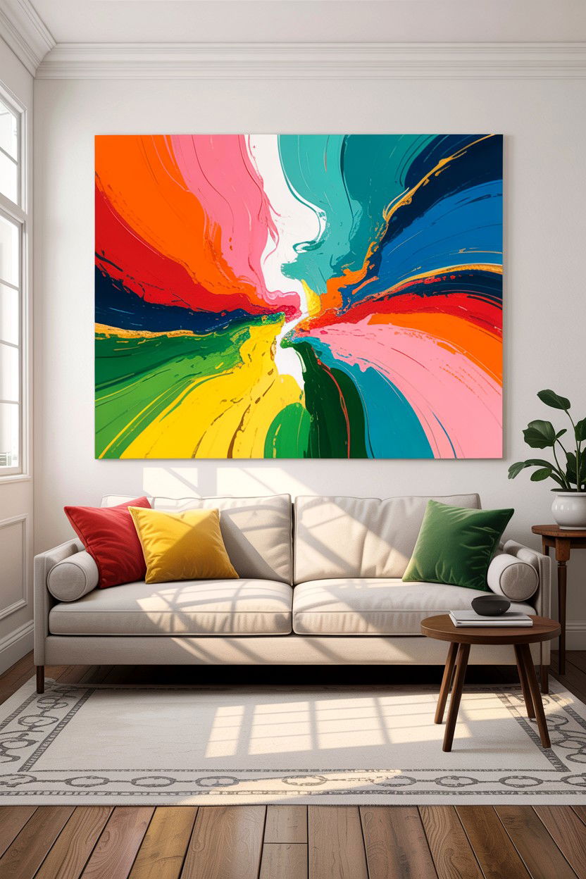 Abstract Wall Art - 30 living room enhancement ideas