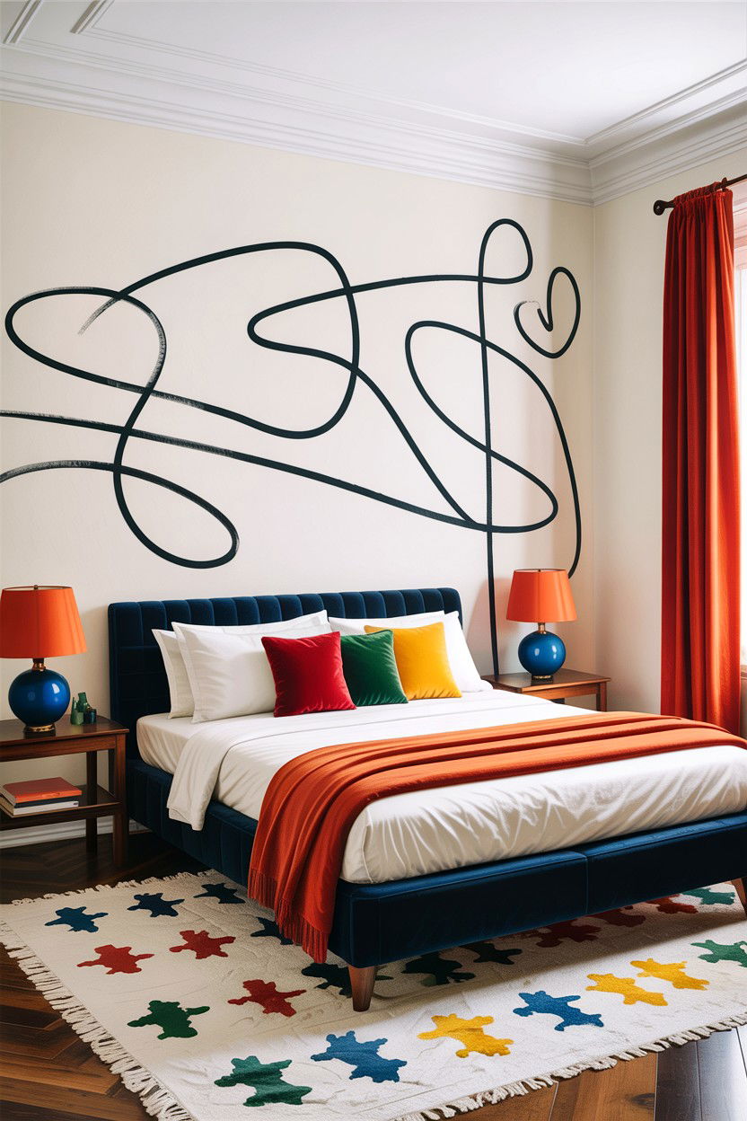 Abstract line stencil - 30 bedroom wall stencils