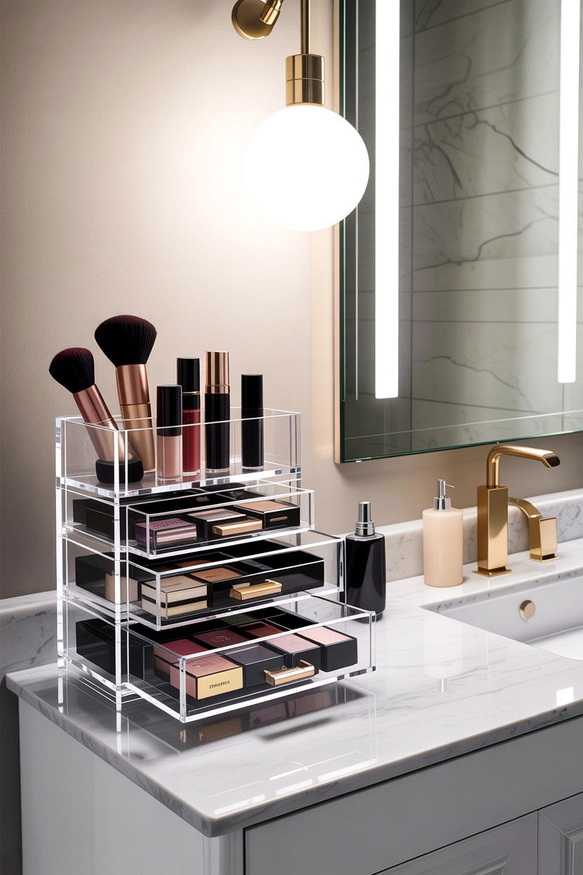 Acrylic Makeup Organizer - 30 bathroom accessories ideas