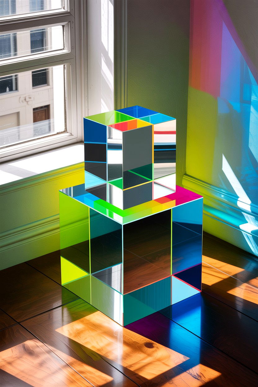 Acrylic block sculpture - 30 living room figurines