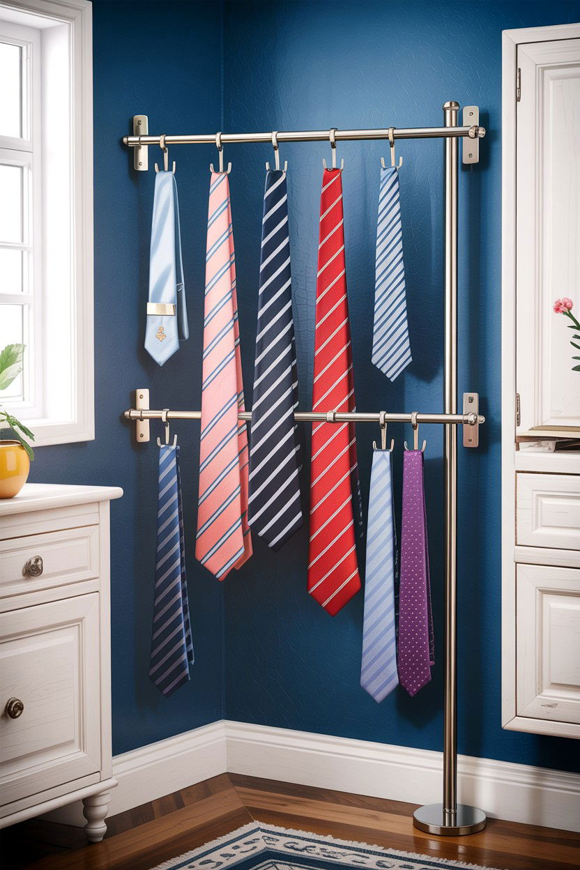 Adjustable Tie Rack - 30 bedroom tie storage ideas