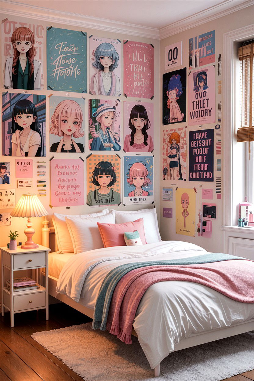 Aesthetic Poster Bedroom - 30 kawaii bedroom ideas