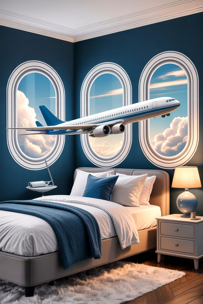 Airplane Window Stickers - 30 airplane bedroom ideas