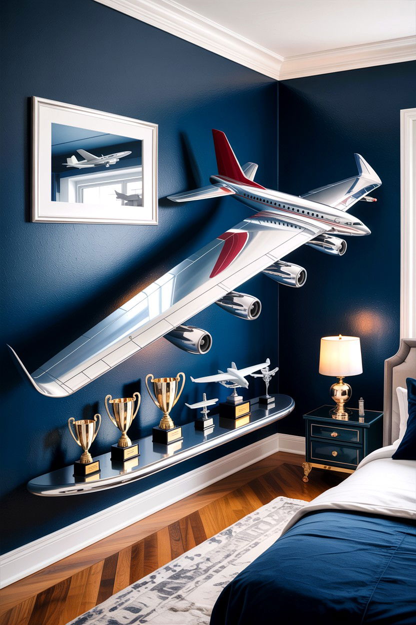 Airplane Wing Shelf - 30 airplane bedroom ideas