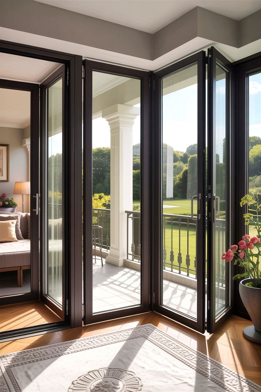 Aluminum frame balcony bifold doors - 30 bedroom bifold doors