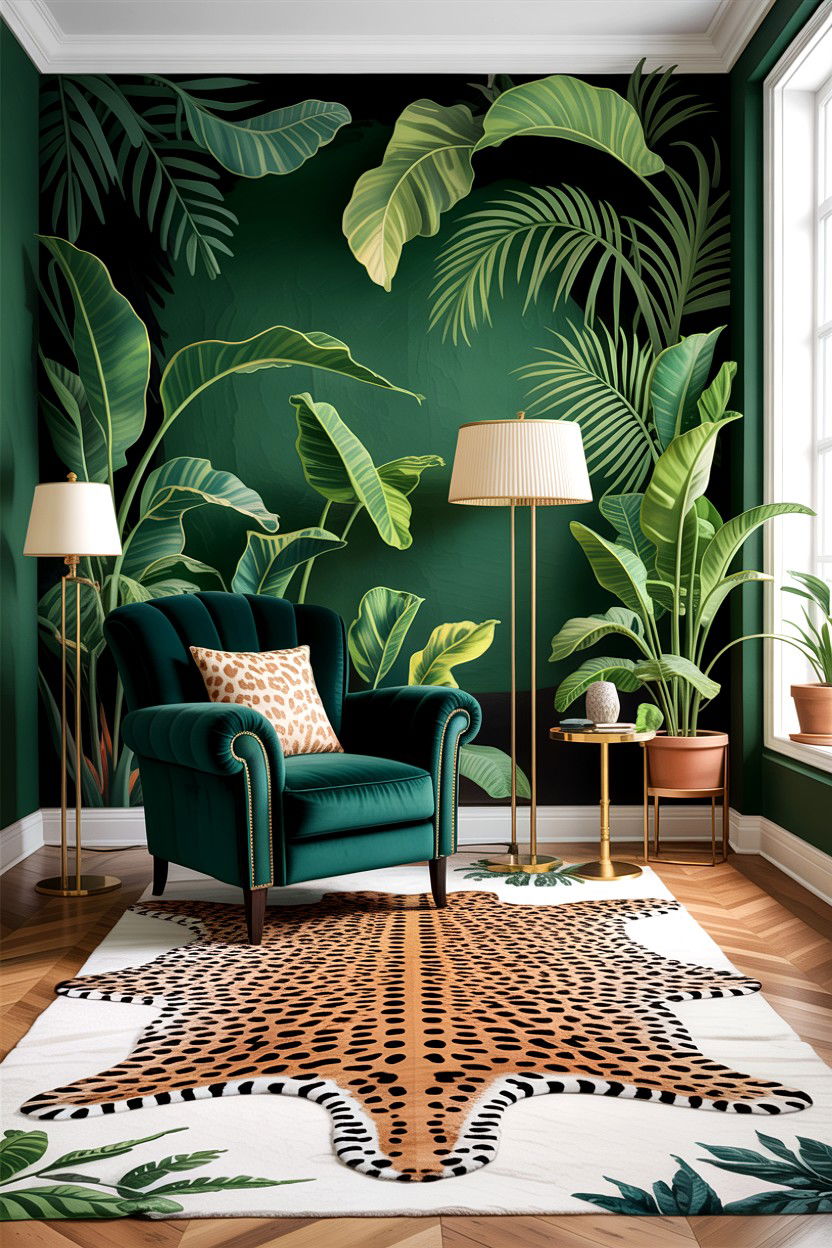 Animal print living room rug - 30 jungle living room ideas