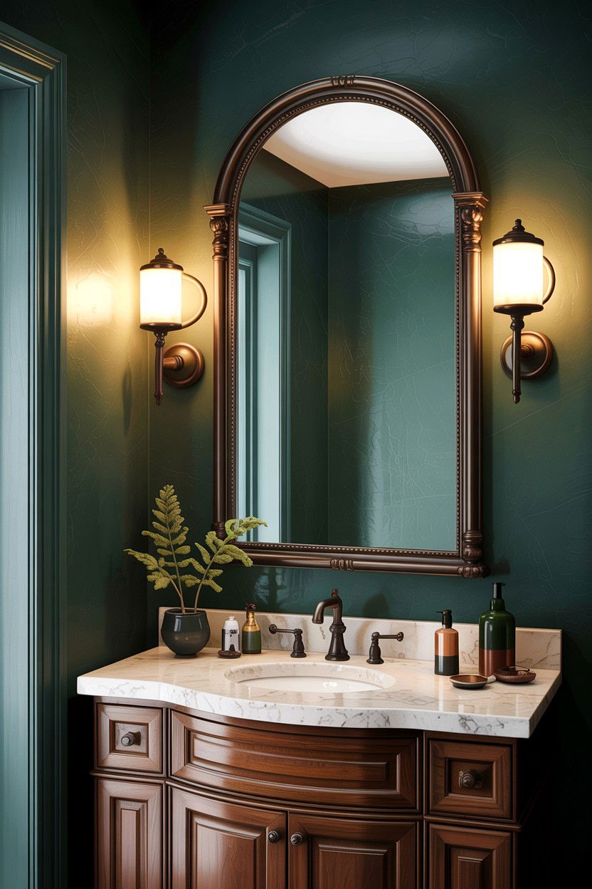 Antique Bronze Arched Mirror - 30 arched bathroom mirror ideas