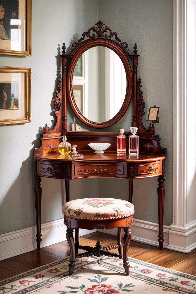 Antique Corner Vanity - 30 bedroom corner vanity ideas