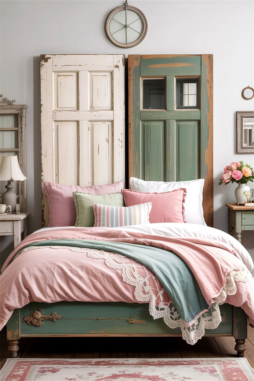 Antique Door Headboard - 30 bedroom headboard ideas