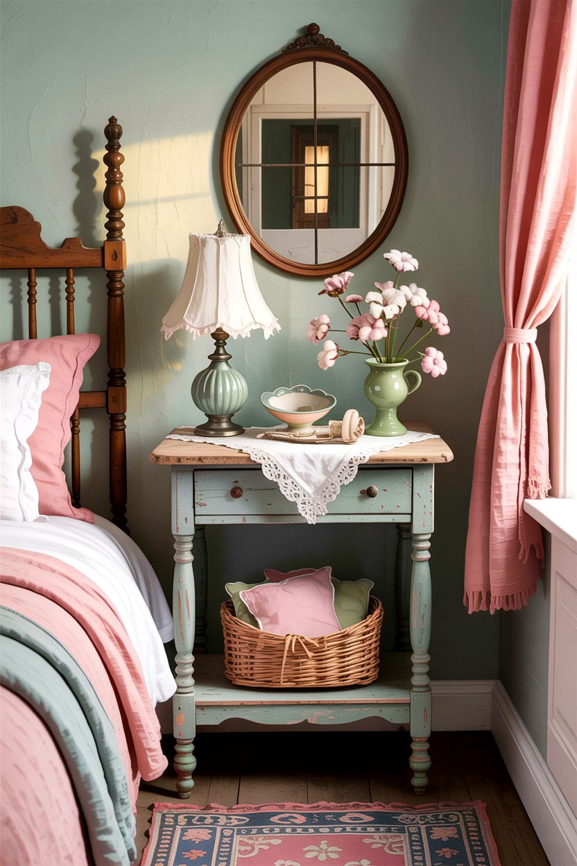 Antique Nightstand - 30 cottage bedroom ideas