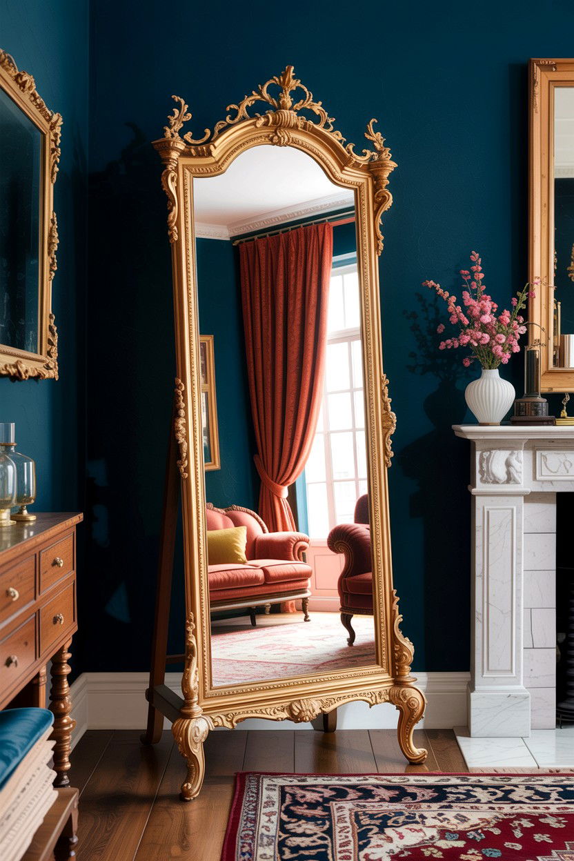 Antique Ornate Floor Mirror - 30 bedroom full length mirrors