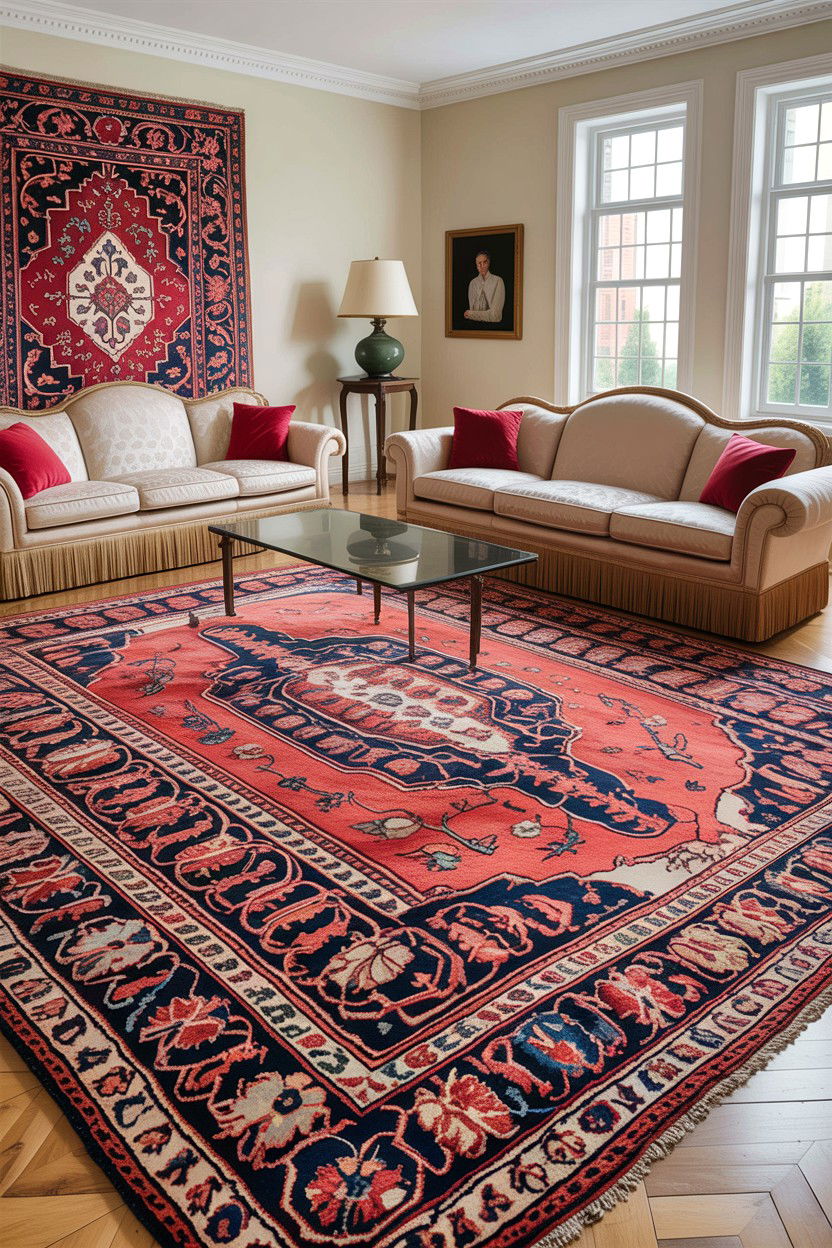 Antique Persian rug - 30 living room antique furniture ideas