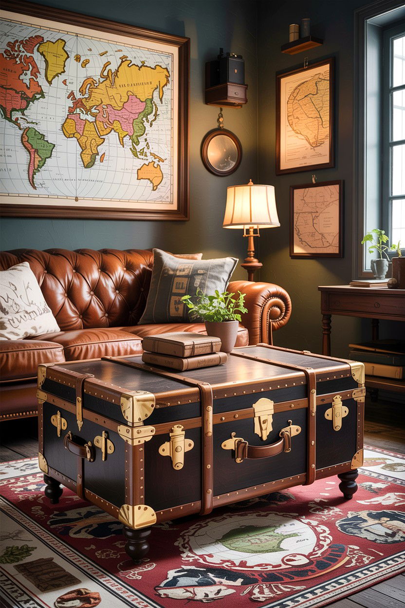 Antique Trunk Coffee Table - 30 fixer upper living room ideas