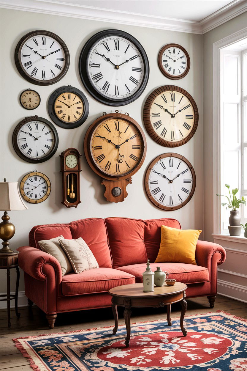 Antique Wall Clocks - 30 French shabby chic living room ideas