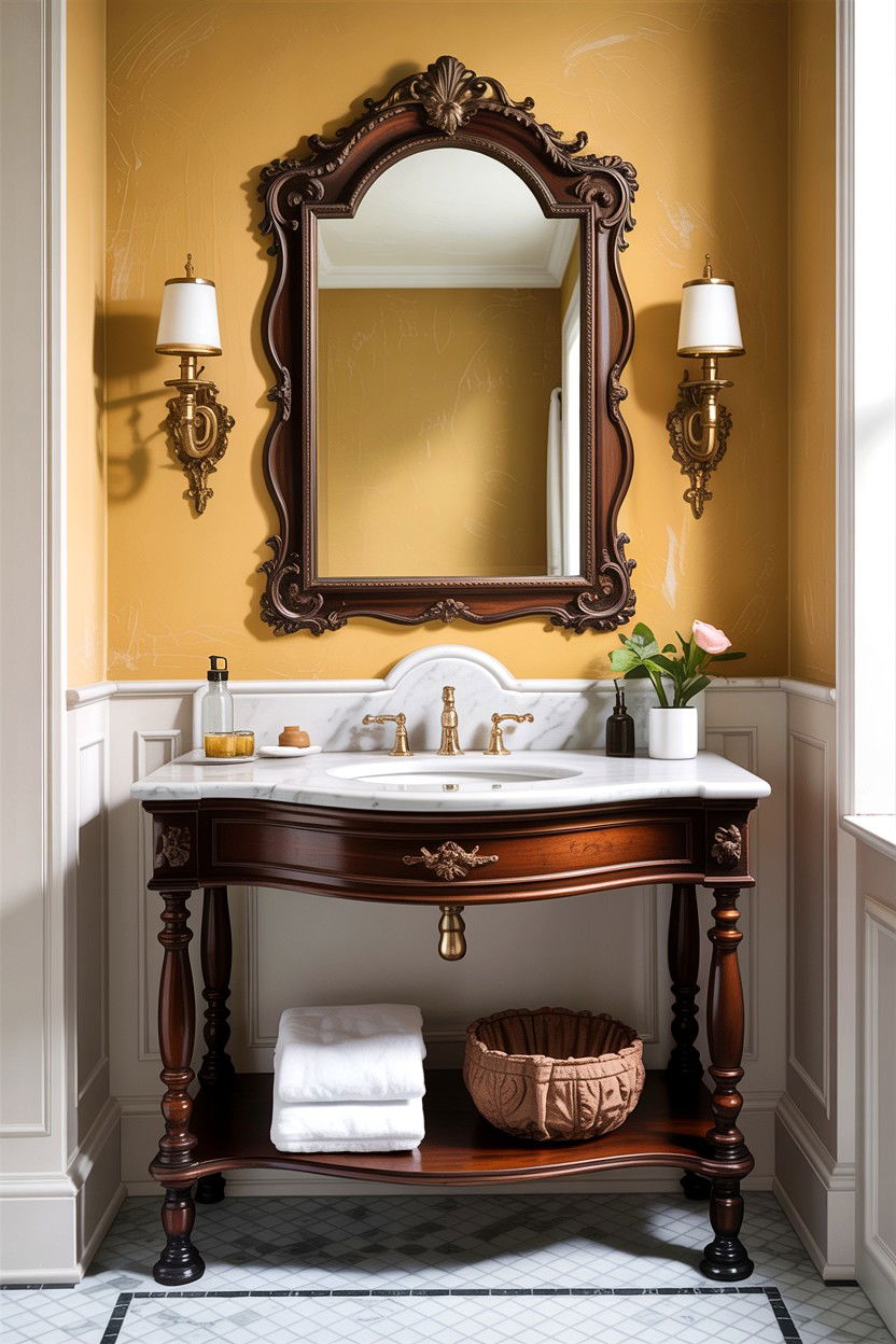 Antique bathroom mirror - 30 colonial bathroom ideas