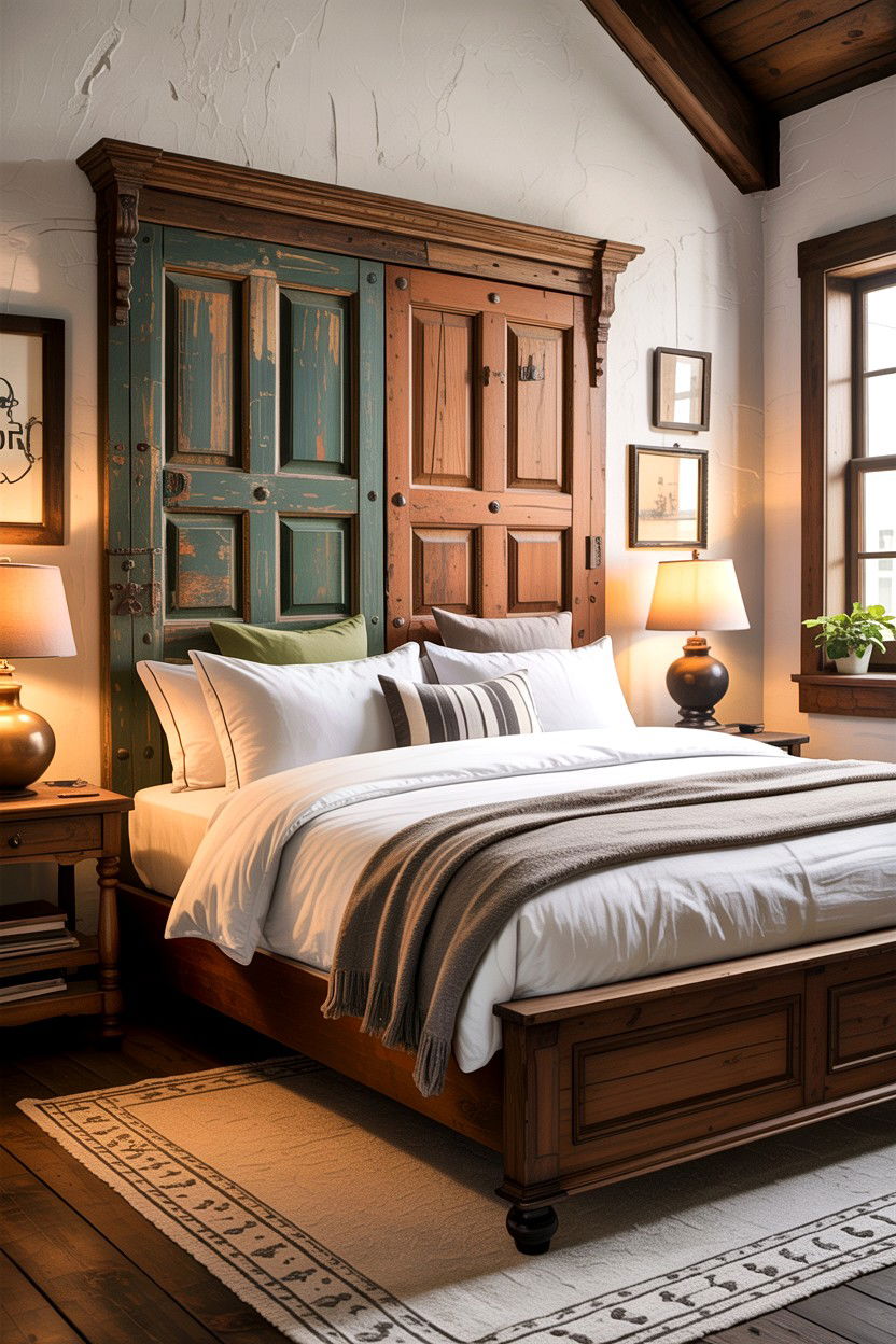 Antique door headboard - 30 Indian bedroom ideas