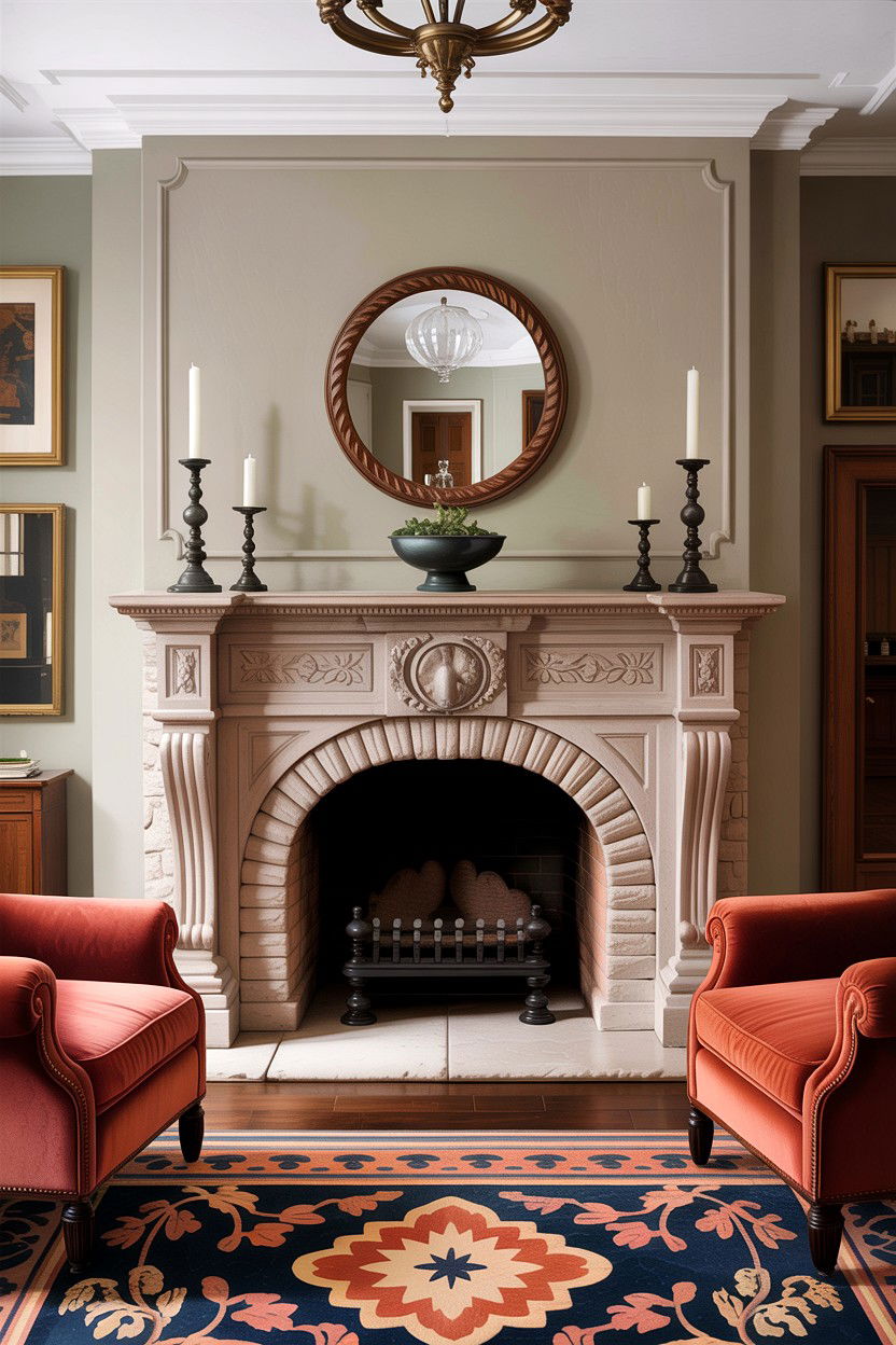 Antique fireplace mantel - 30 living room antique furniture ideas