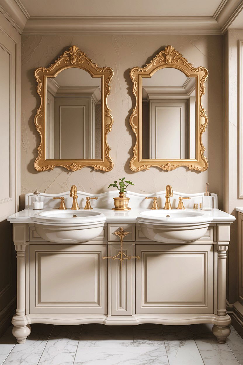 Antique gold widespread faucet - 30 gold faucet ideas