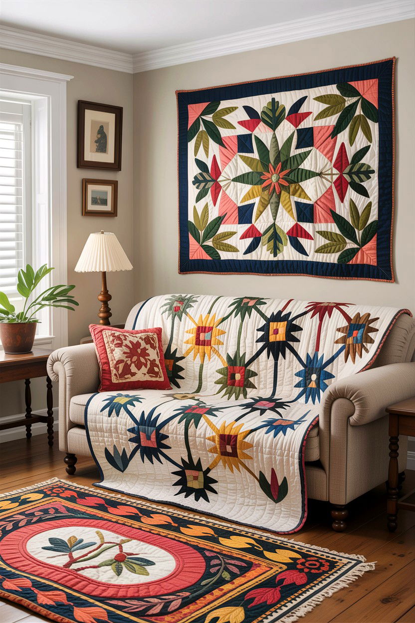Antique quilt - 30 living room antique furniture ideas