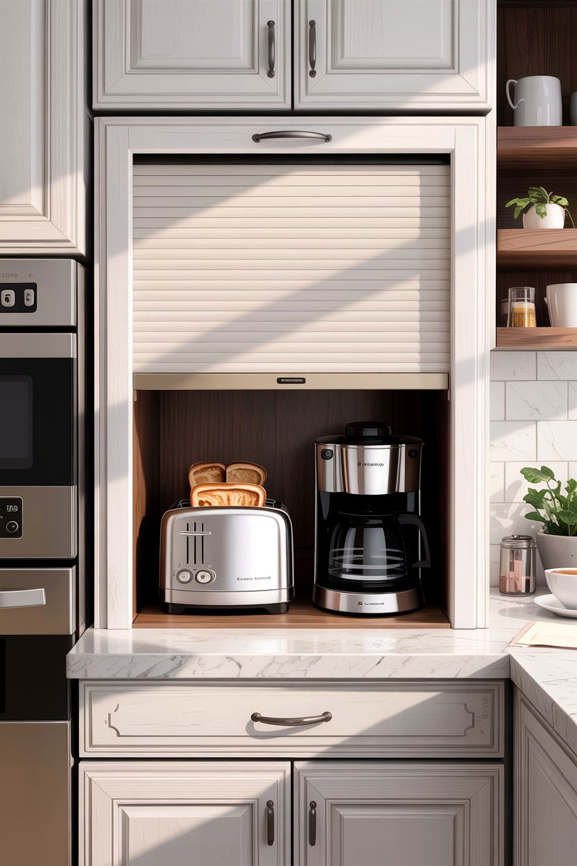 Appliance garage - 30 small kitchen space storage ideas