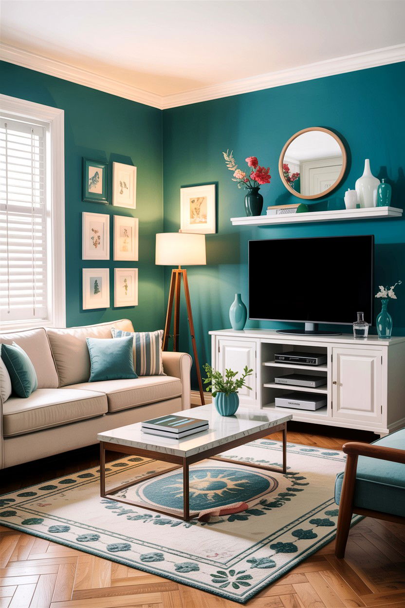 Aqua Accent Wall Living Room - 30 aqua living room ideas