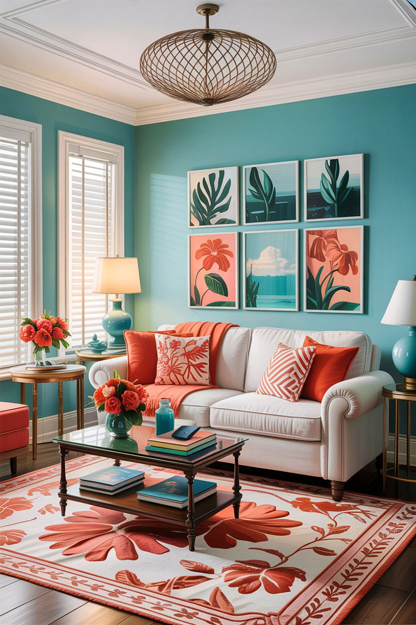 Aqua And Coral Living Room - 30 aqua living room ideas
