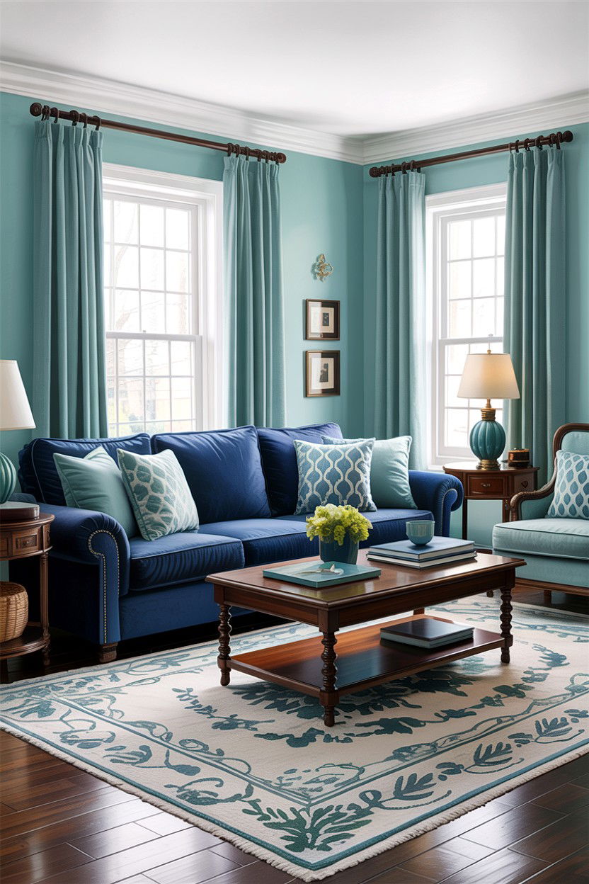 Aqua And Navy Living Room - 30 aqua living room ideas