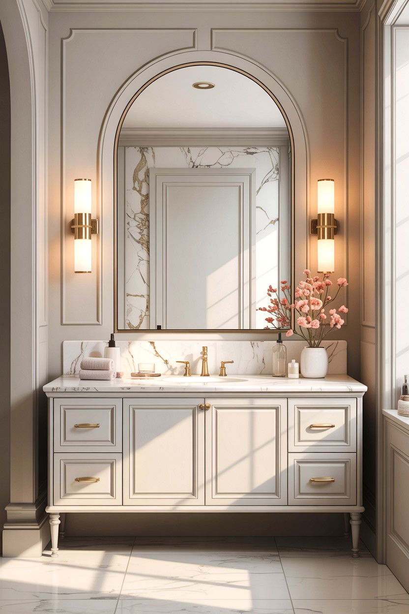 Arched Bathroom Mirror - 30 cool neutral bathroom ideas