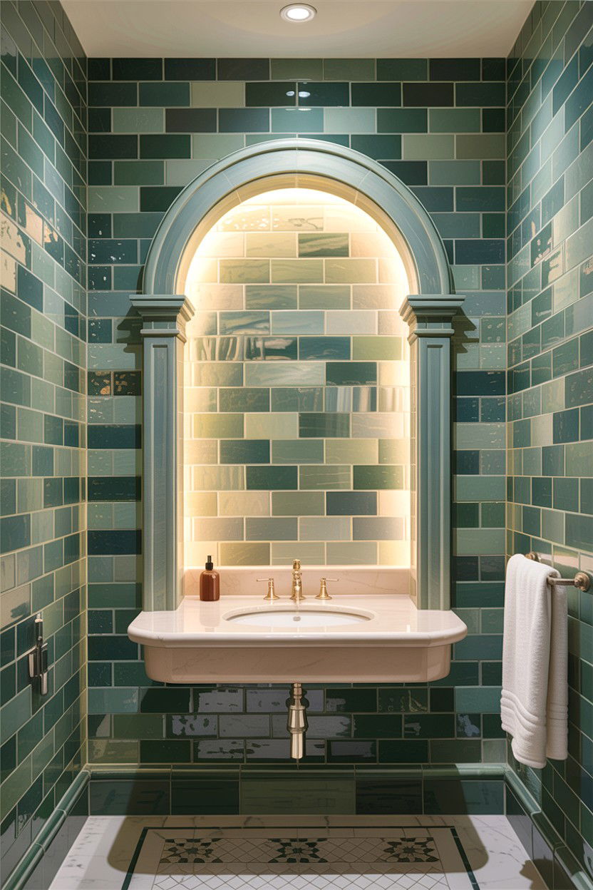 Arched Bathroom Wall Niche - 30 lighted niche bathroom ideas