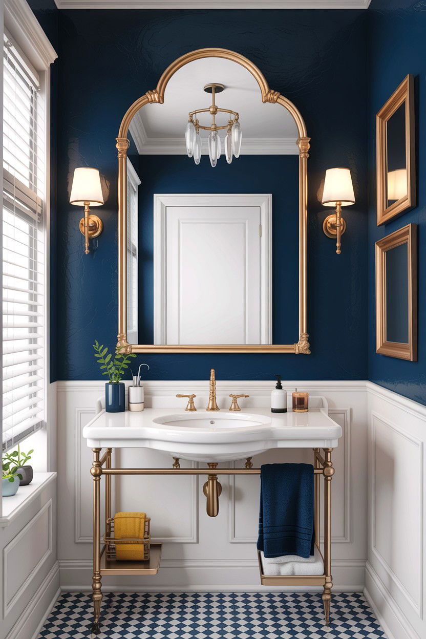 Arched Gold Mirror - 30 anti-fog mirror bathroom ideas