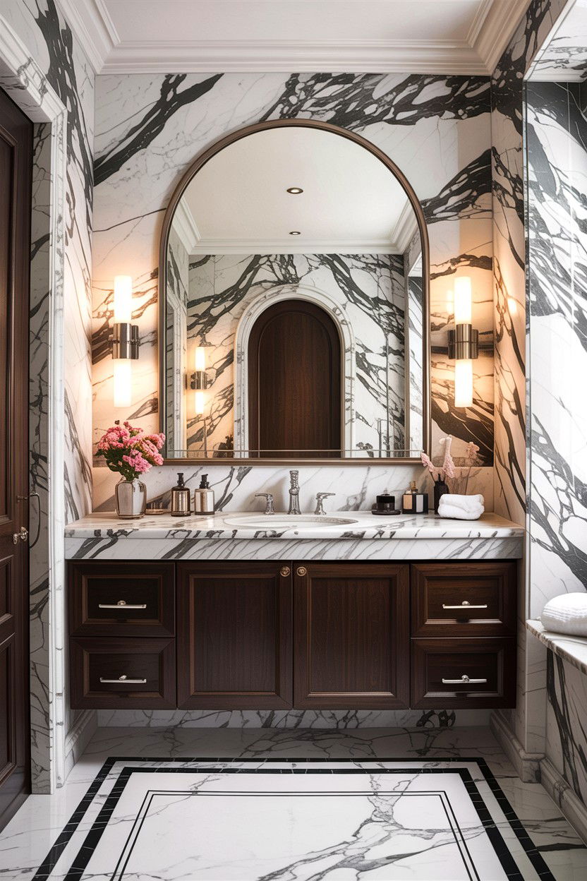 Arched Mirror Marble Bathroom - 30 arched bathroom mirror ideas