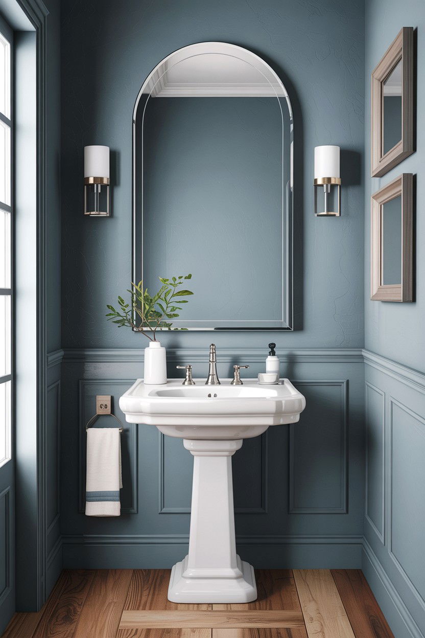 Arched Mirror Over Pedestal Sink - 30 arched bathroom mirror ideas