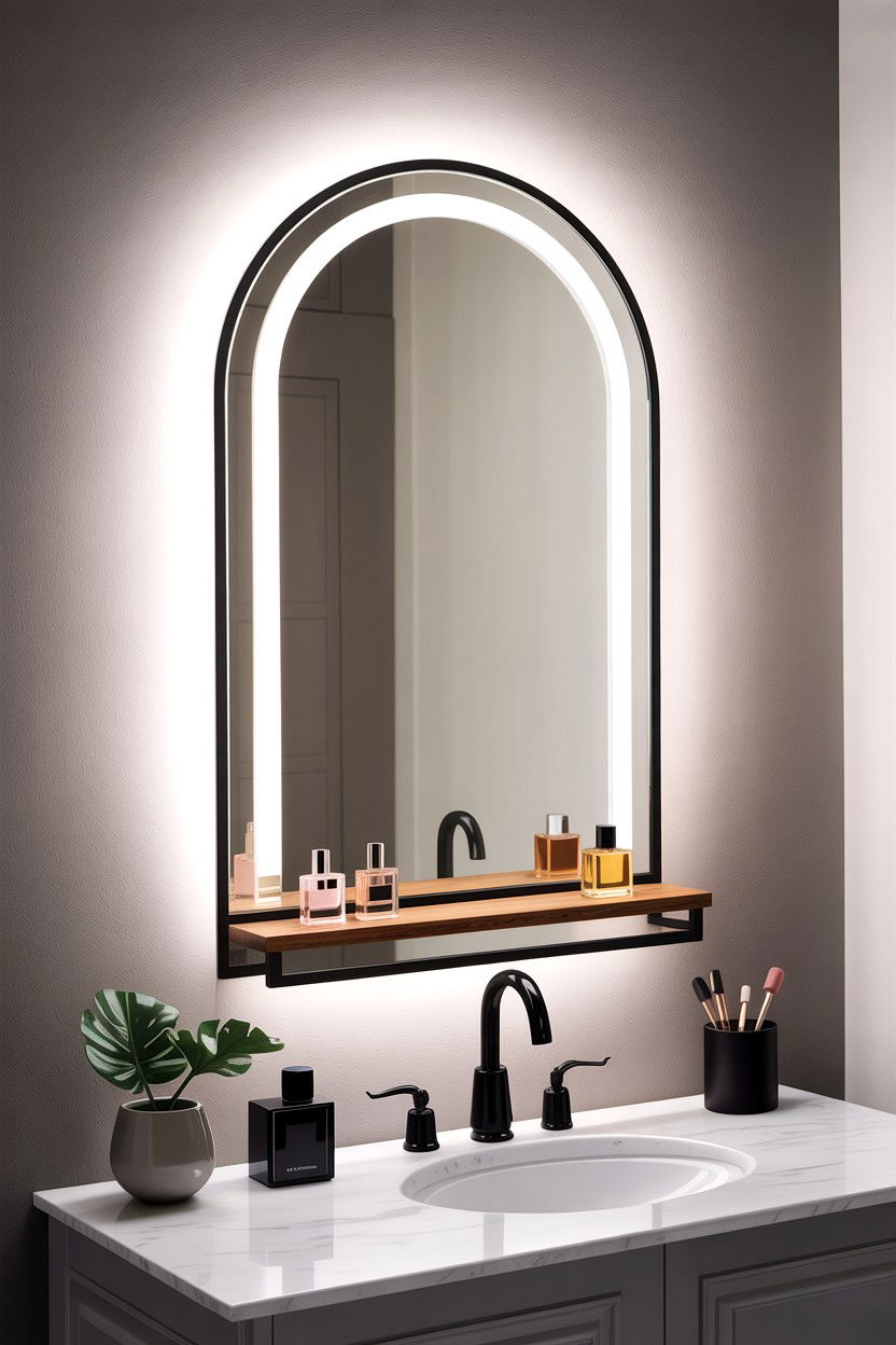 Arched Mirror With Shelf - 30 arched bathroom mirror ideas