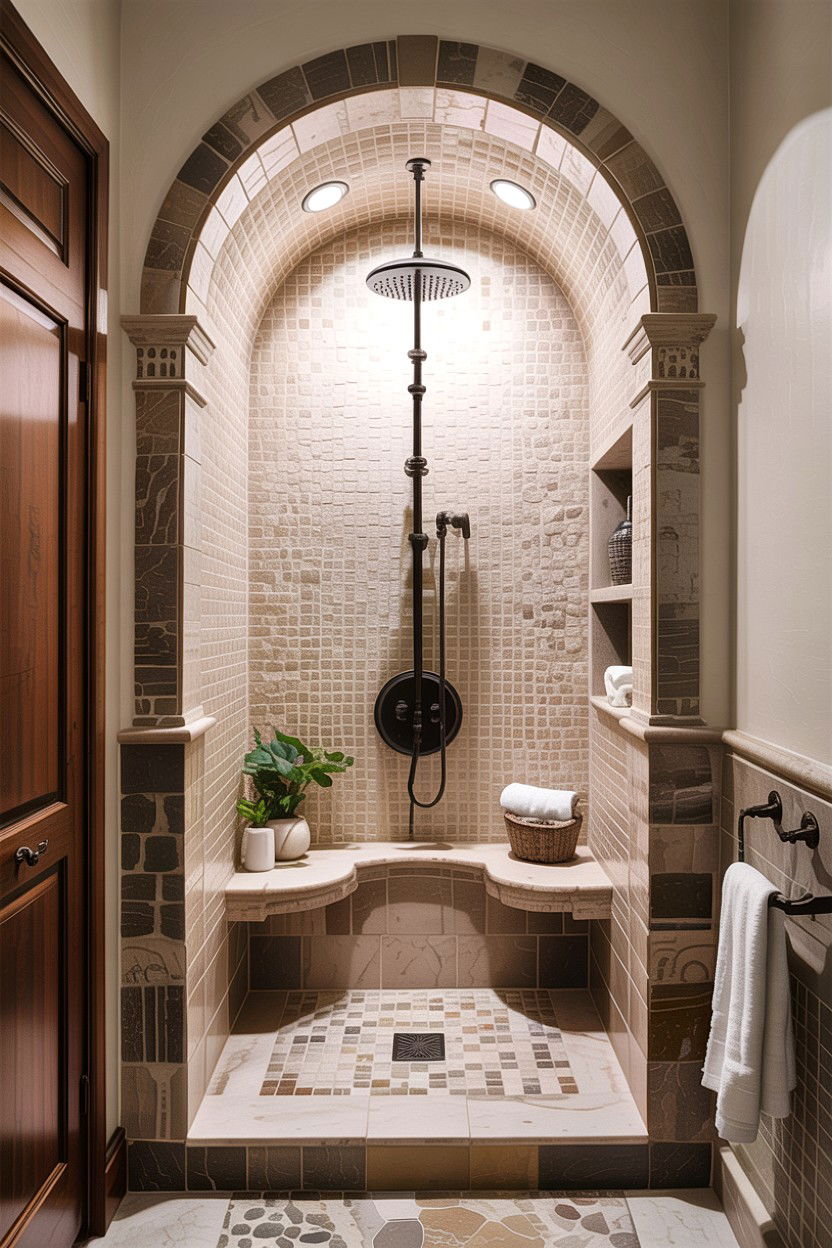 Arched Shower Alcove - 30 bathroom architectural detail ideas
