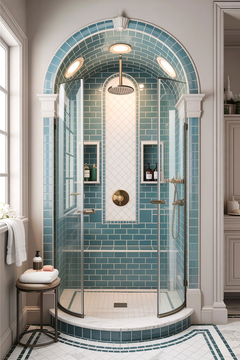 Arched Shower Door - 30 custom home bathroom ideas