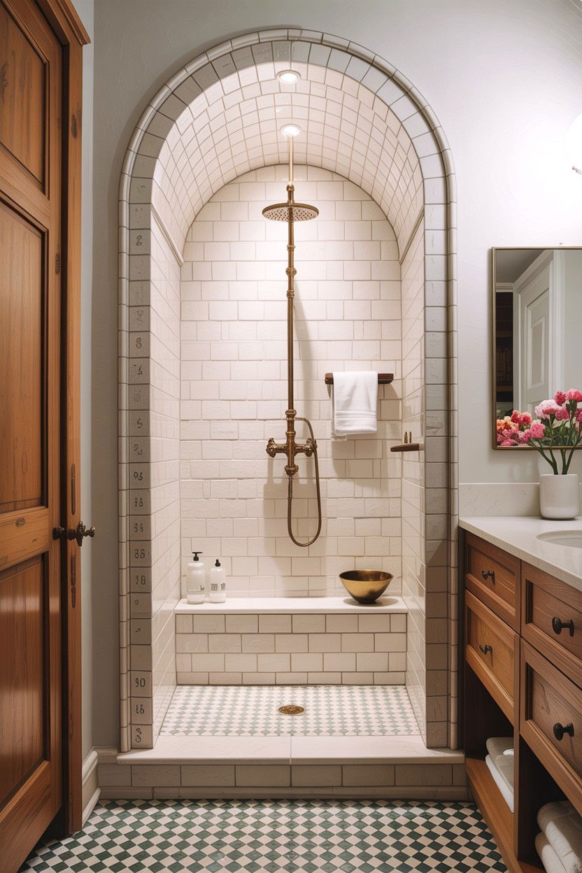 Arched Shower Entry Design - 30 bathroom balance ideas