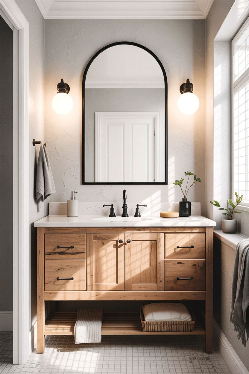 Arched Top Vanity Mirror - 30 frameless bathroom mirror ideas