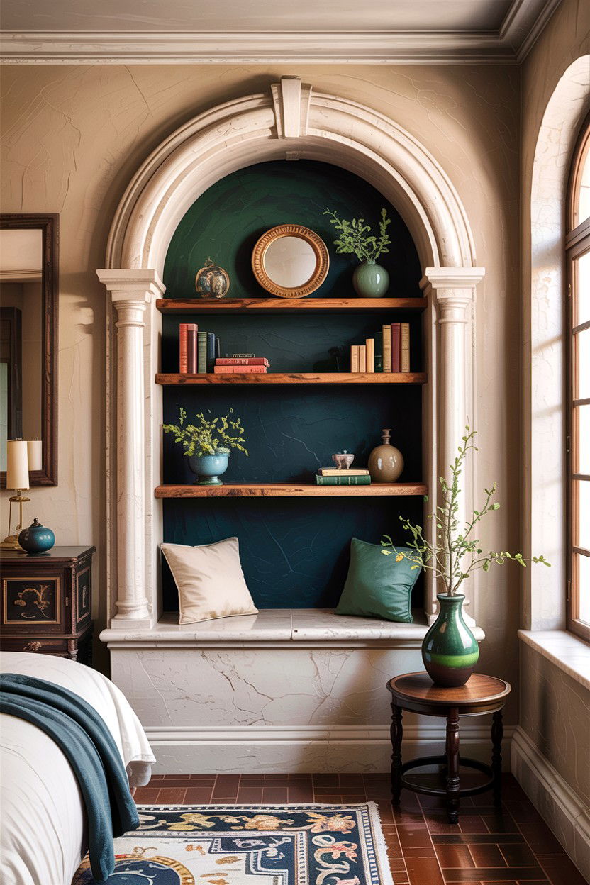 Arched Wall Nook - 30 bedroom book displays