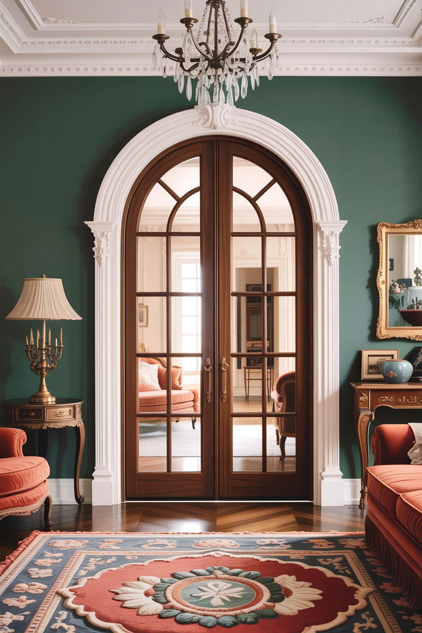 Arched glass french door - 30 living room glass doors
