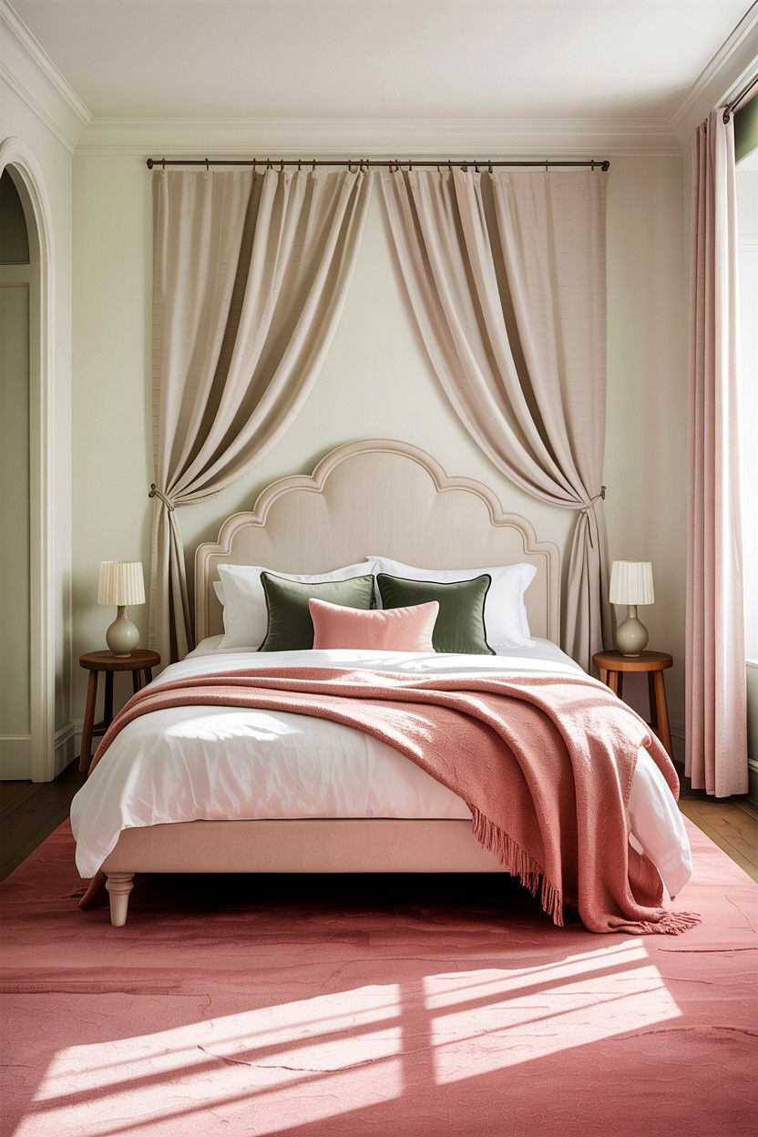 Arched linen headboard - 30 bedroom linen headboards