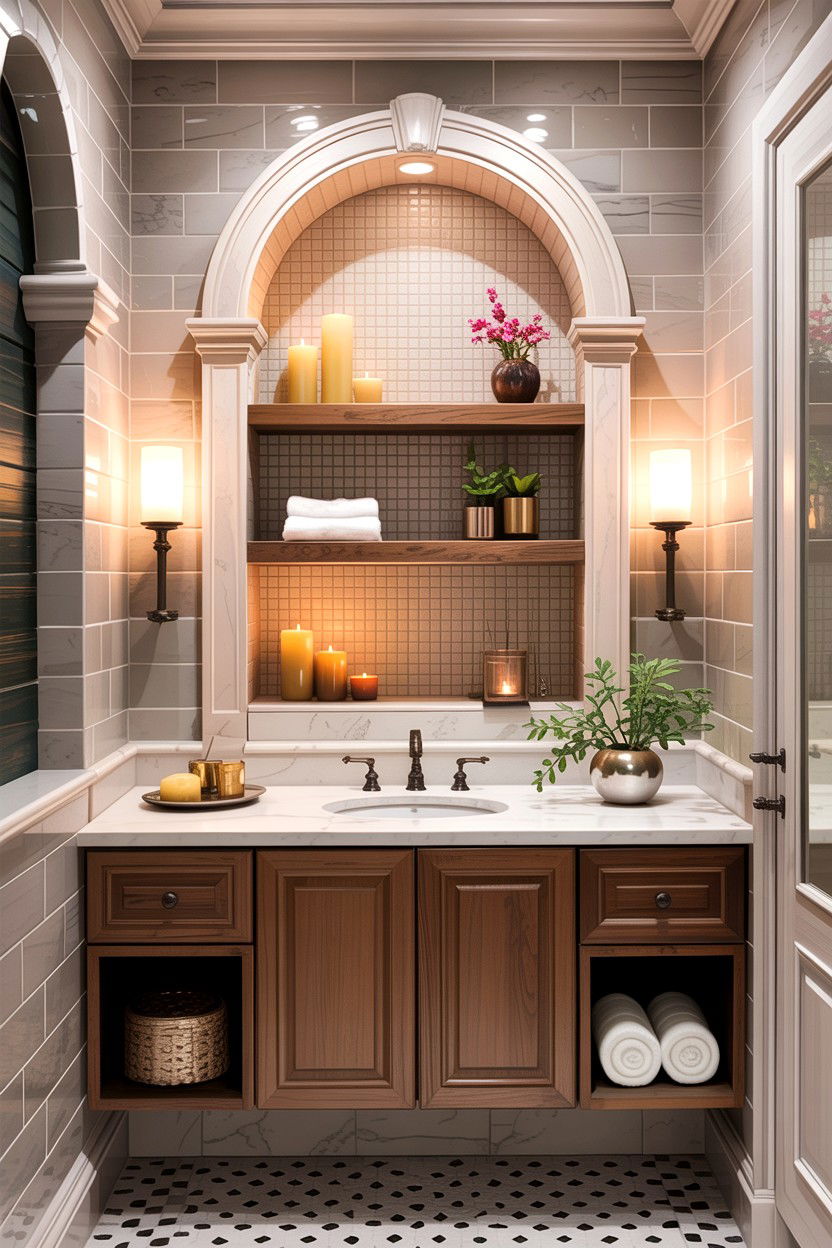Arched niche bathroom - 30 bathroom accent wall ideas