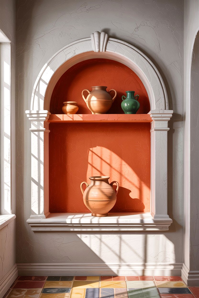 Arched wall niche - 30 living room accent wall ideas