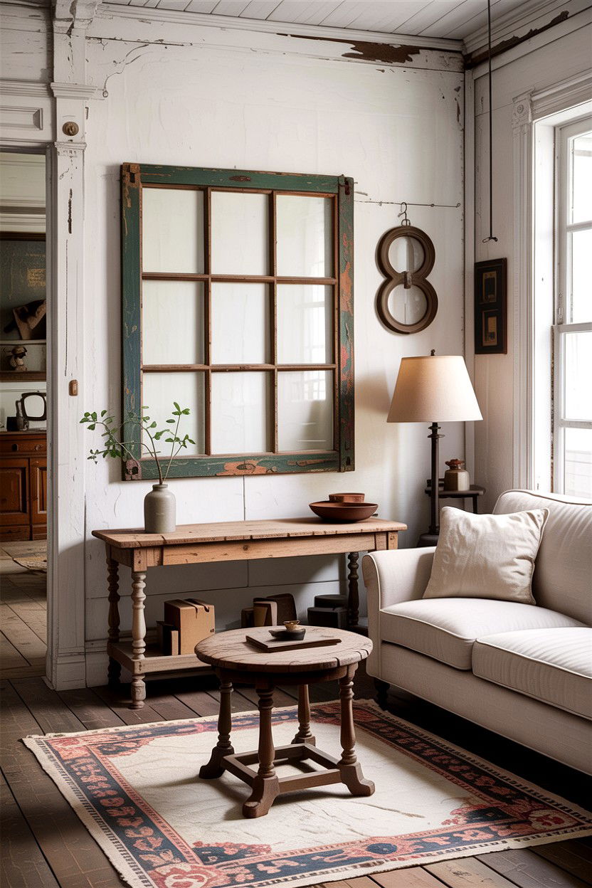 Architectural Salvage - 30 rustic white living room ideas