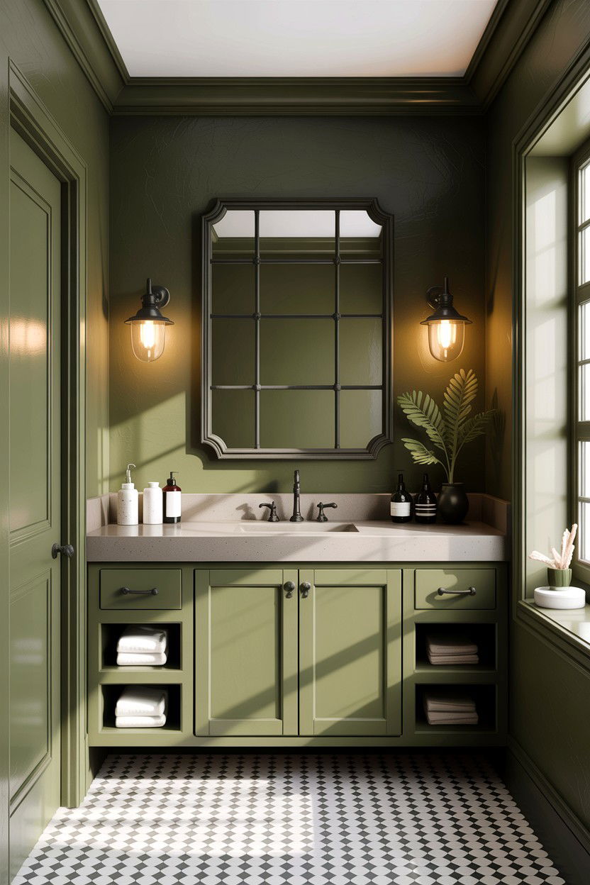 Army green bathroom - 30 green bathroom design ideas