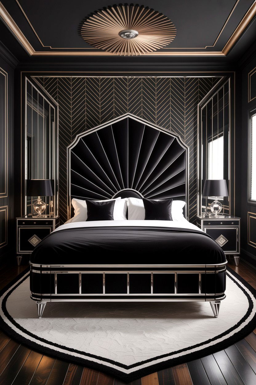 Art Deco Black Bedroom - 30 all black bedroom ideas