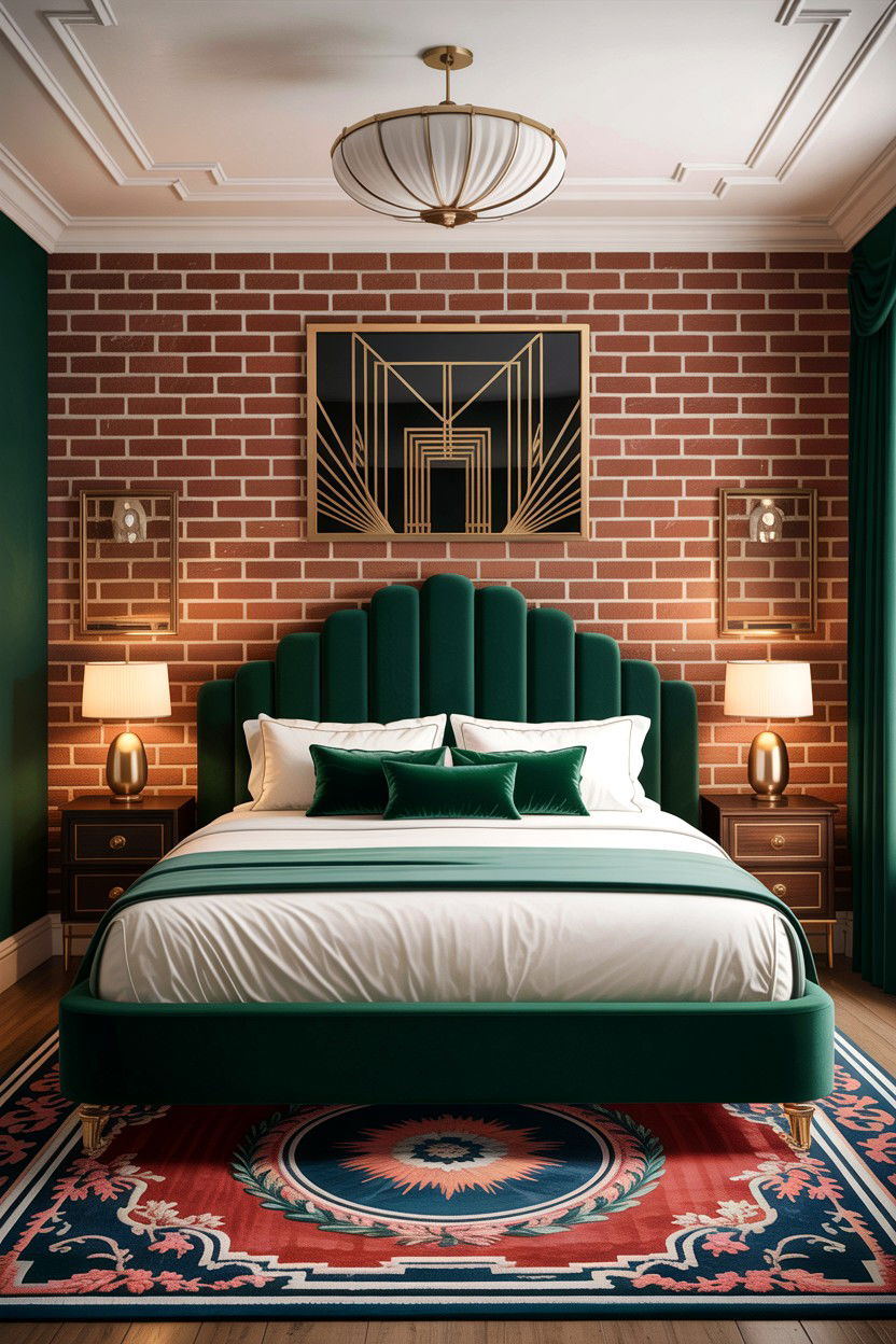 Art Deco Brick Bedroom - 30 exposed brick bedroom ideas