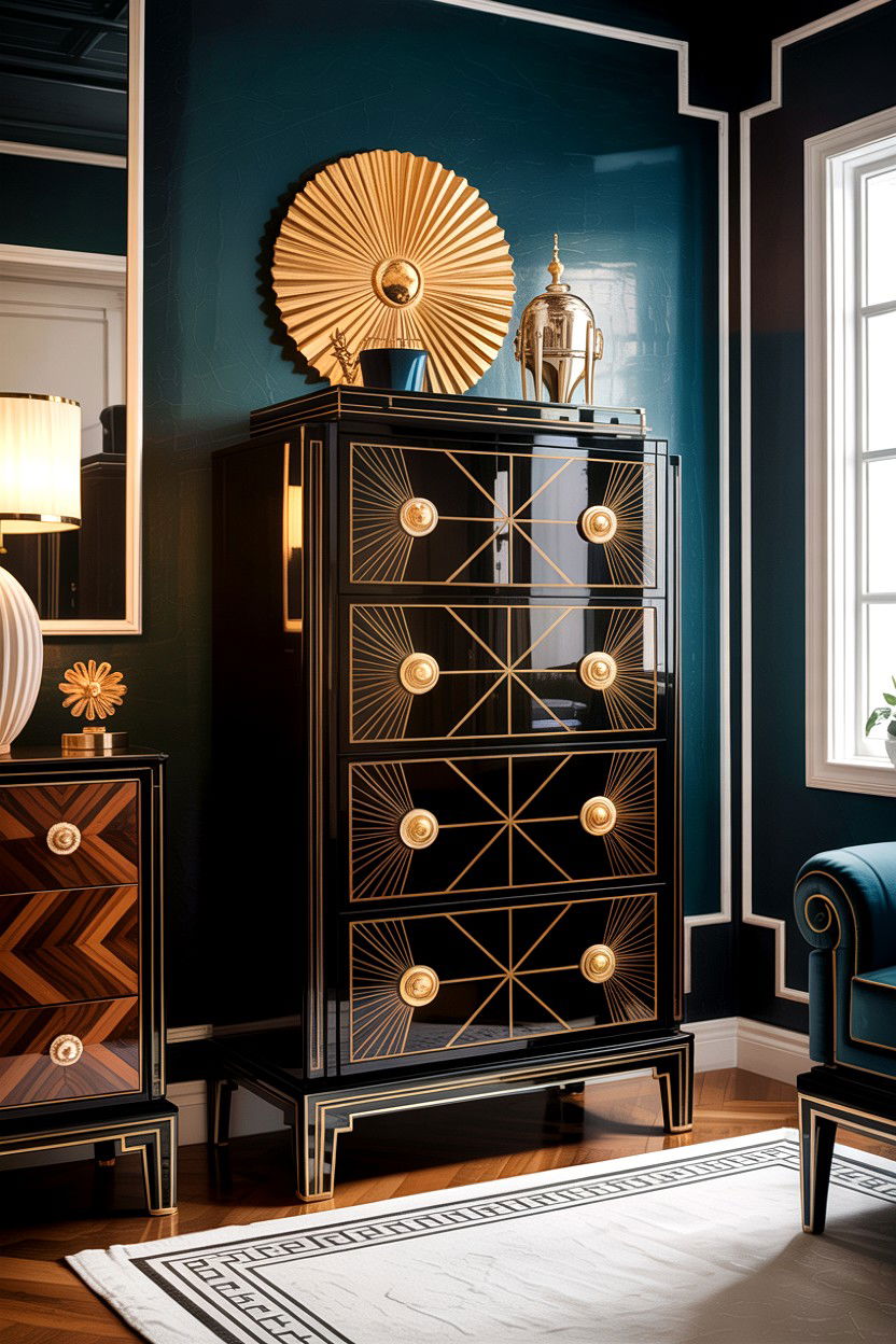 Art Deco Tall Dresser - 30 bedroom tall dressers