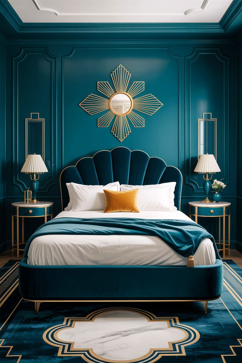 Art Deco Teal Bedroom - 30 teal bedroom design ideas