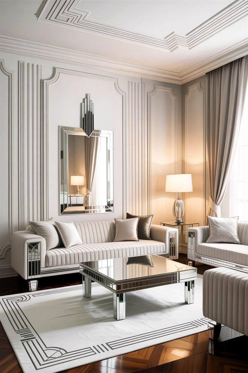 Art Deco White Living Room - 30 all white living room ideas